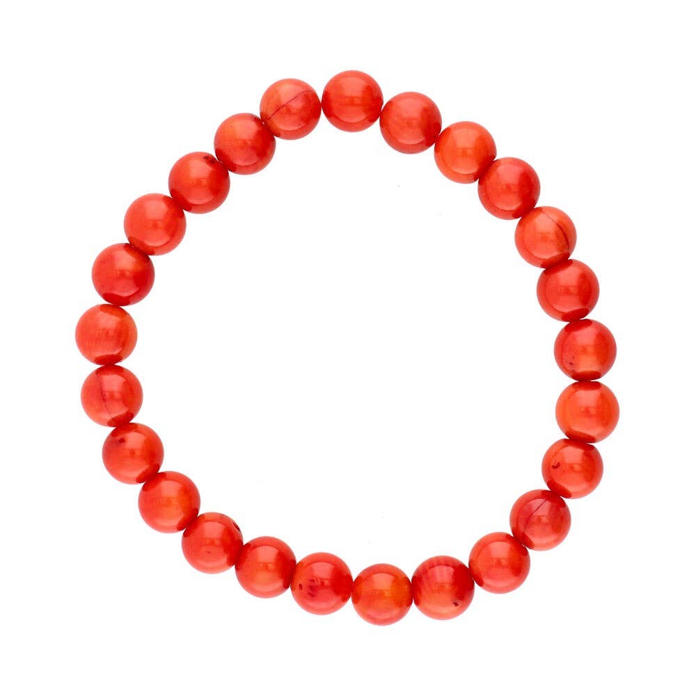 8mm dyed coral ball bracelet
