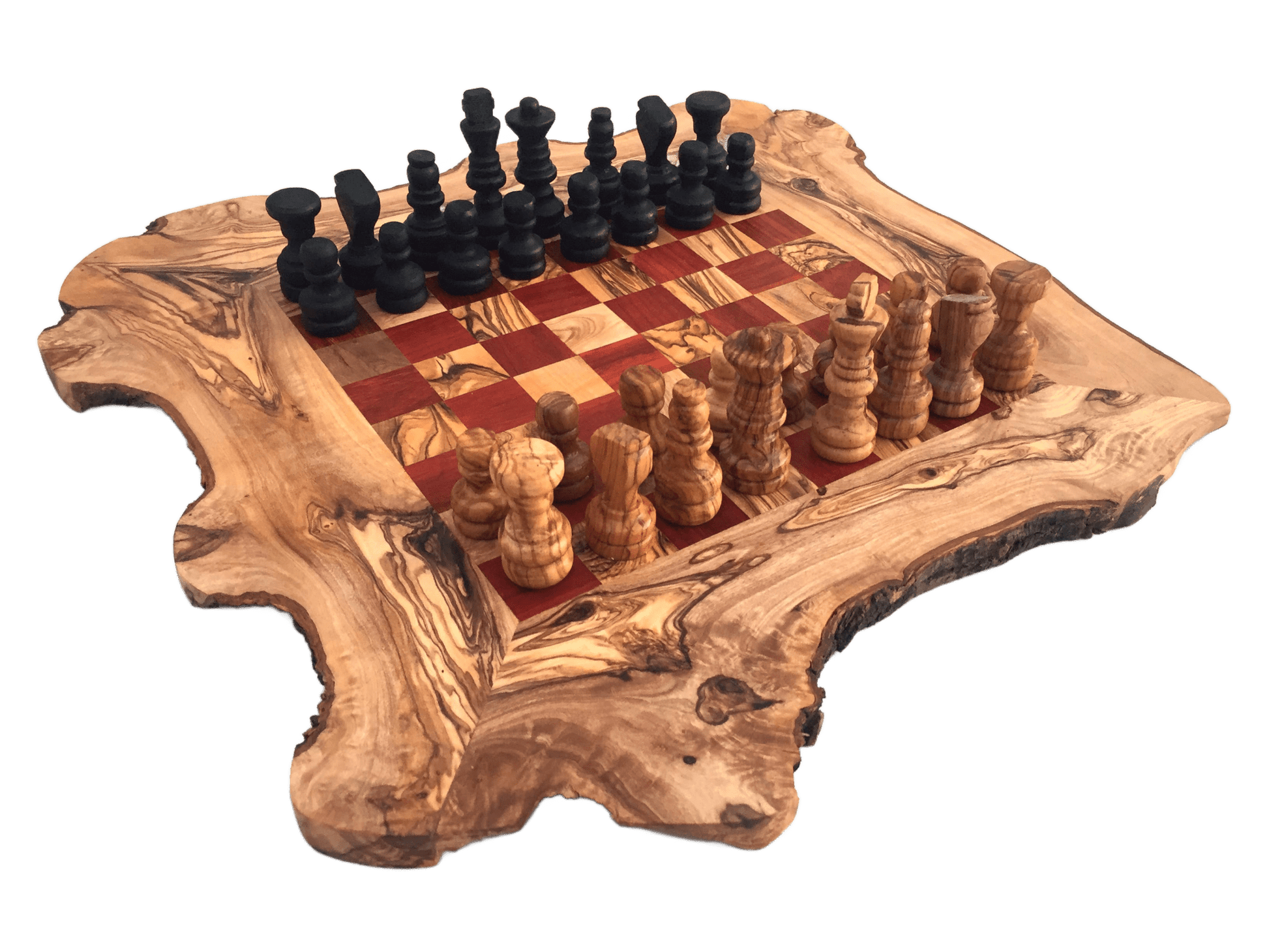 Chess Set Chessboard Size L Handmade From Olive Wood - Só Verde