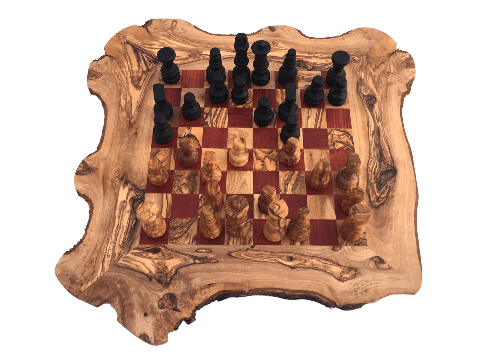 Chess Set Chessboard Size L Handmade From Olive Wood - Só Verde