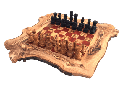 Chess Set Chessboard Size L Handmade From Olive Wood - Só Verde