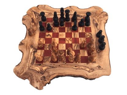 Chess Set Chessboard Size L Handmade From Olive Wood - Só Verde