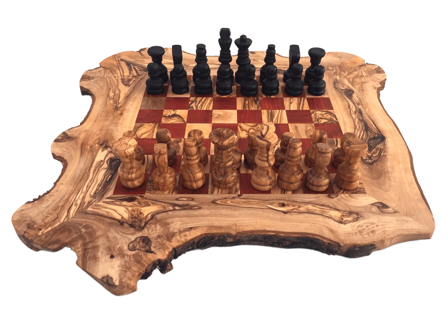 Chess Set Chessboard Size L Handmade From Olive Wood - Só Verde