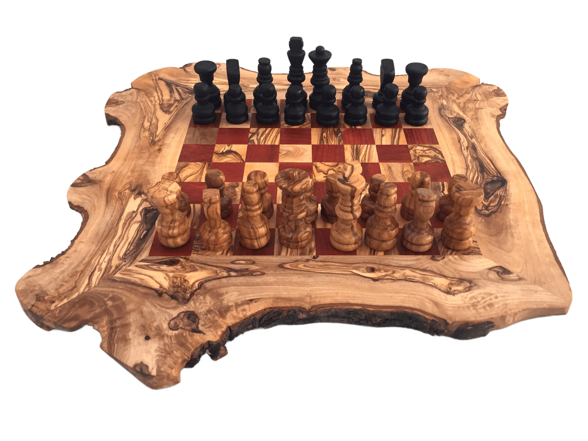 Chess Set Chessboard Size L Handmade From Olive Wood - Só Verde