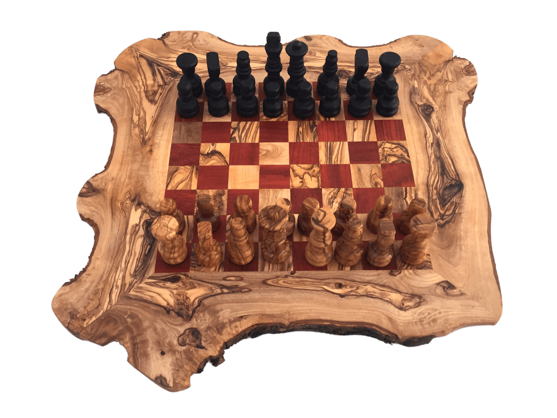 Chess Set Chessboard Size L Handmade From Olive Wood - Só Verde