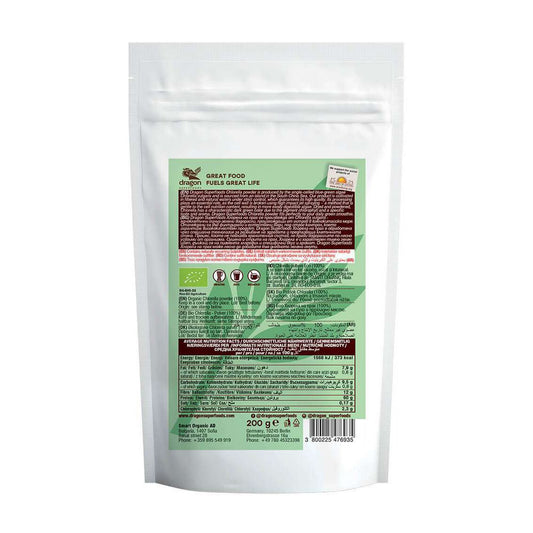Chlorella, powder, organic, Dragon Superfoods, 200g - Só Verde
