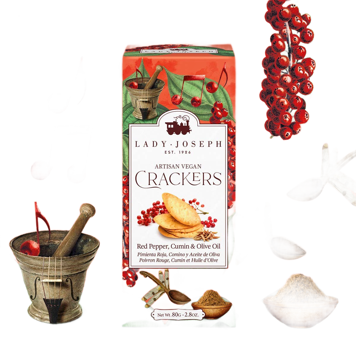 Crackers with Pink Pepper, Cumin & Olive Oil - Só Verde