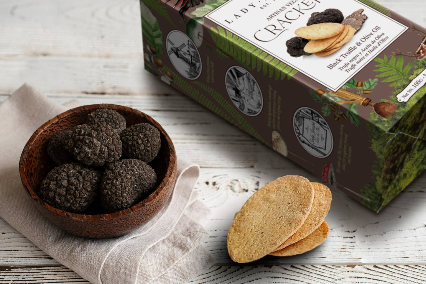 Crackers with Truffle & Olive Oil (snack) Cracker with truffle - Só Verde