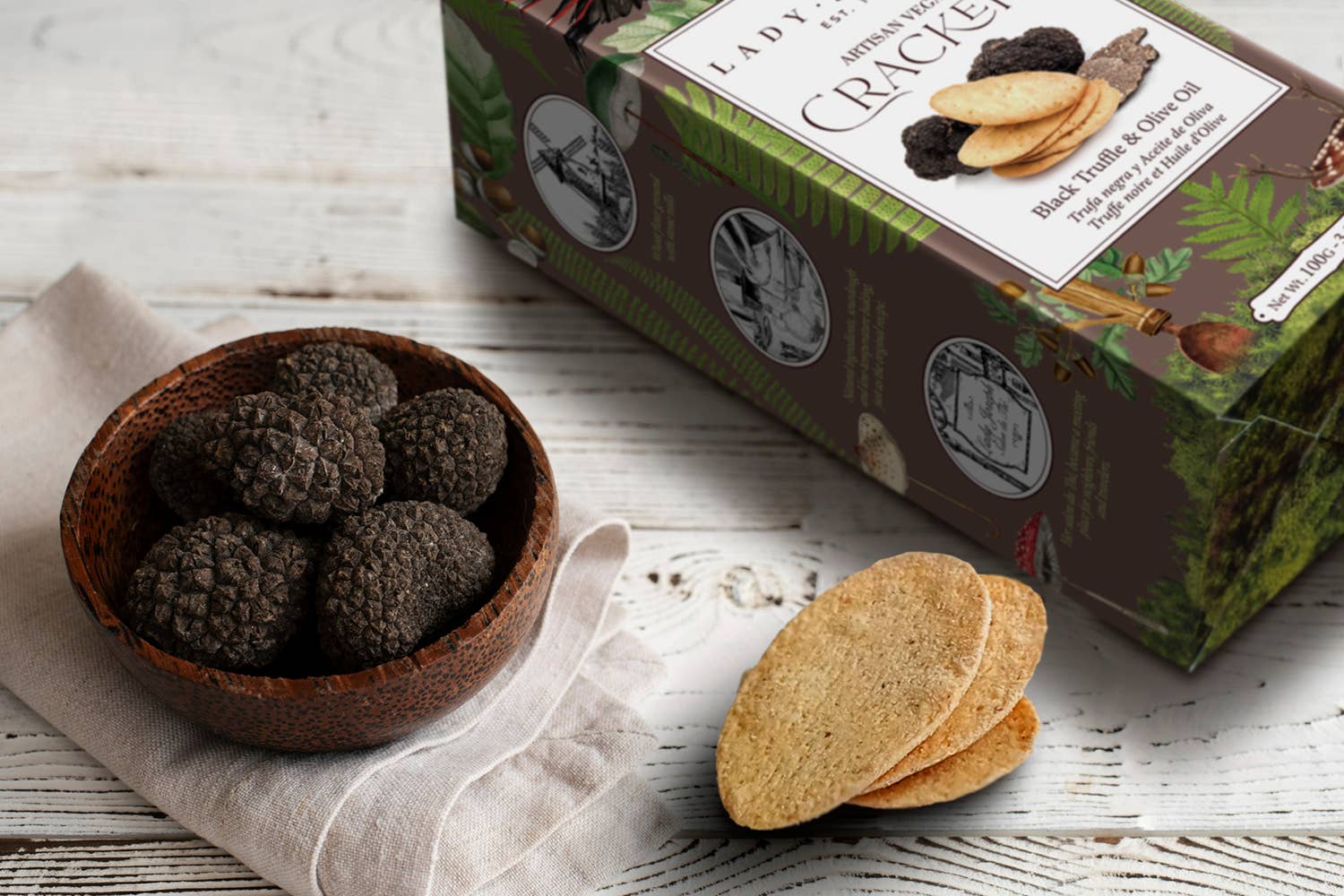 Crackers with Truffle & Olive Oil (snack) Cracker with truffle - Só Verde