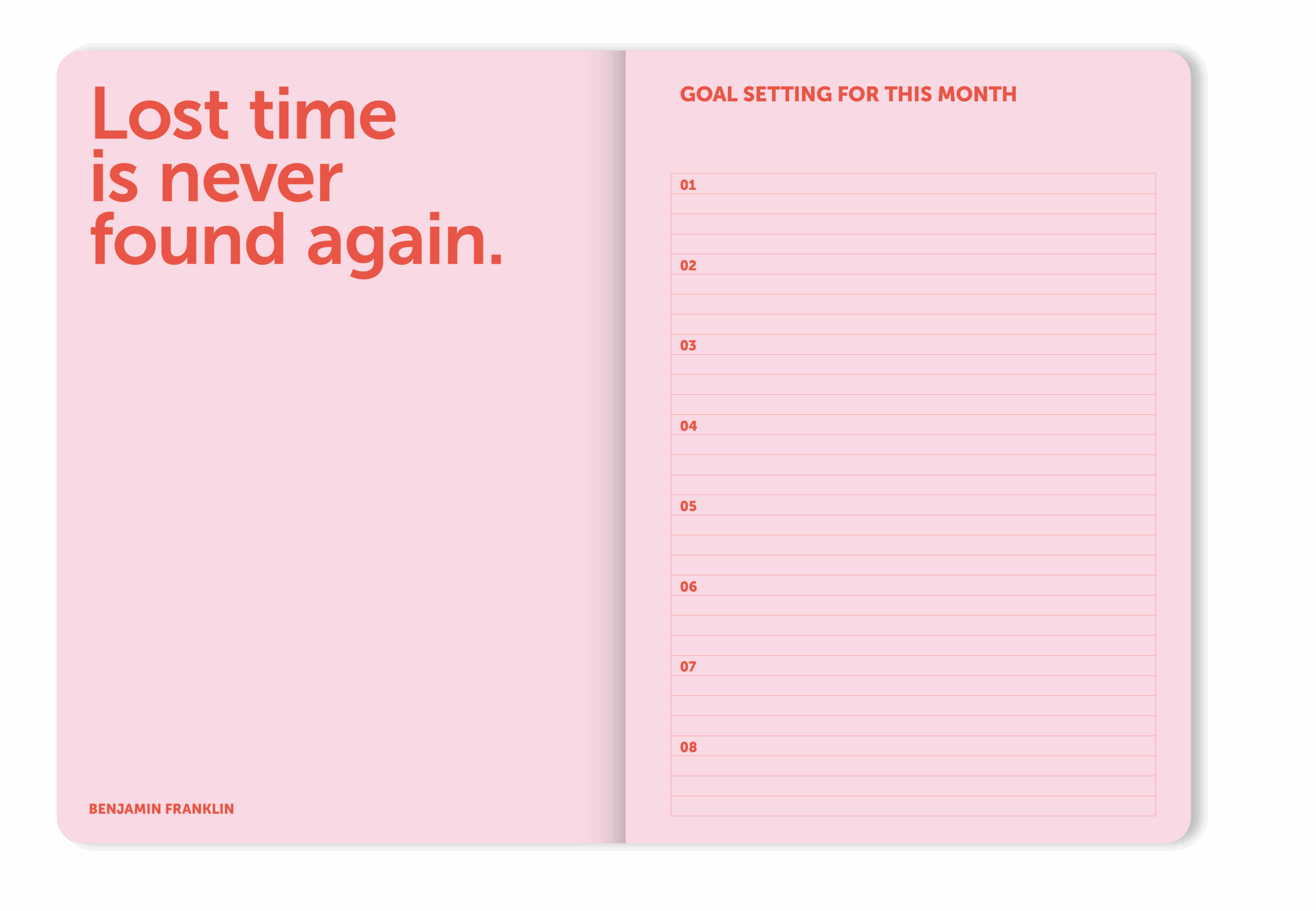 A-Journal Spiral Organiser 2026 - Pink Red