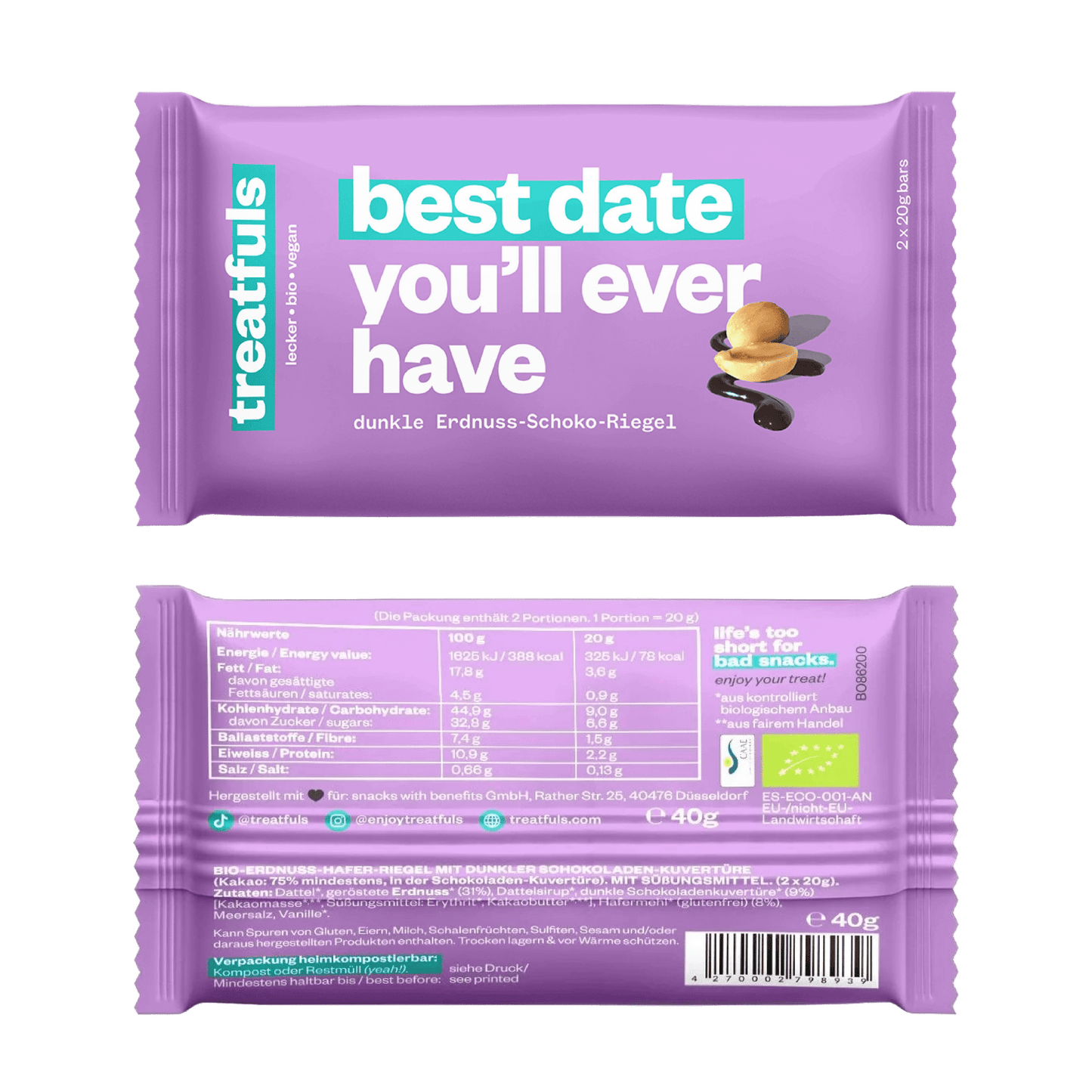 Dark Chocolate Peanut Bar - Só Verde