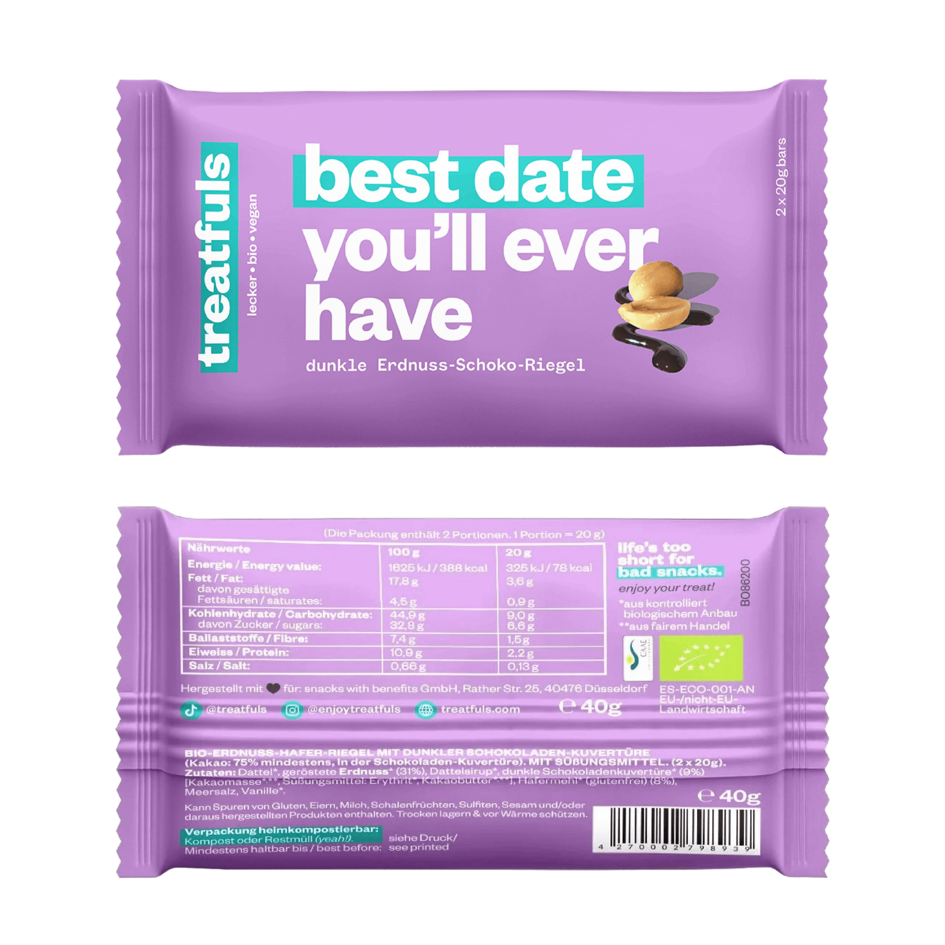 Dark Chocolate Peanut Bar - Só Verde