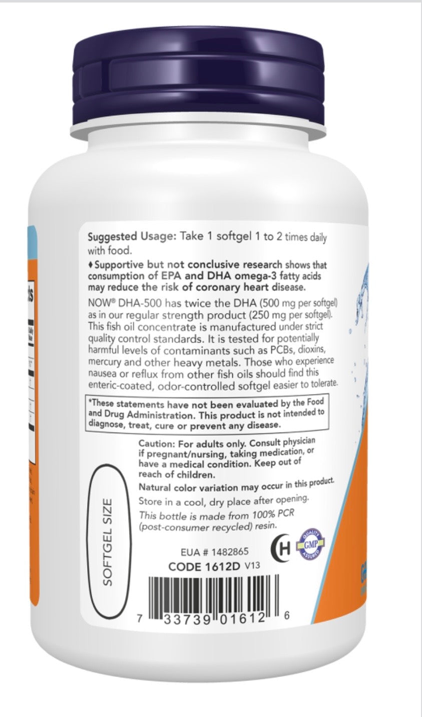 DHA-500 Fish Oil, Double Strength Softgels - Só Verde