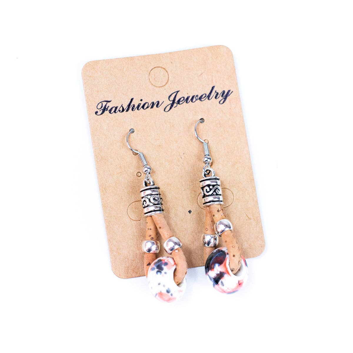 Cork and ceramic beads handmade earring ER-151-MIX-5