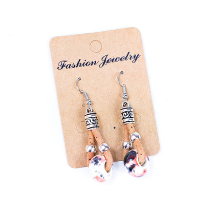 Cork and ceramic beads handmade earring ER-151-MIX-5