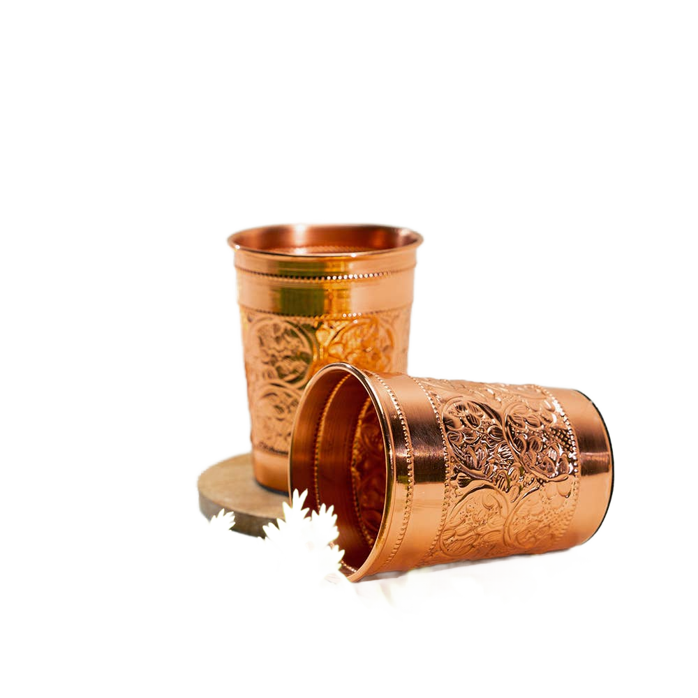 Embossed Copper Cups Set of 2 - Só Verde