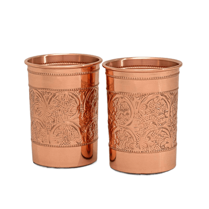 Embossed Copper Cups Set of 2 - Só Verde