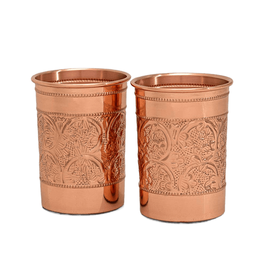Embossed Copper Cups Set of 2 - Só Verde