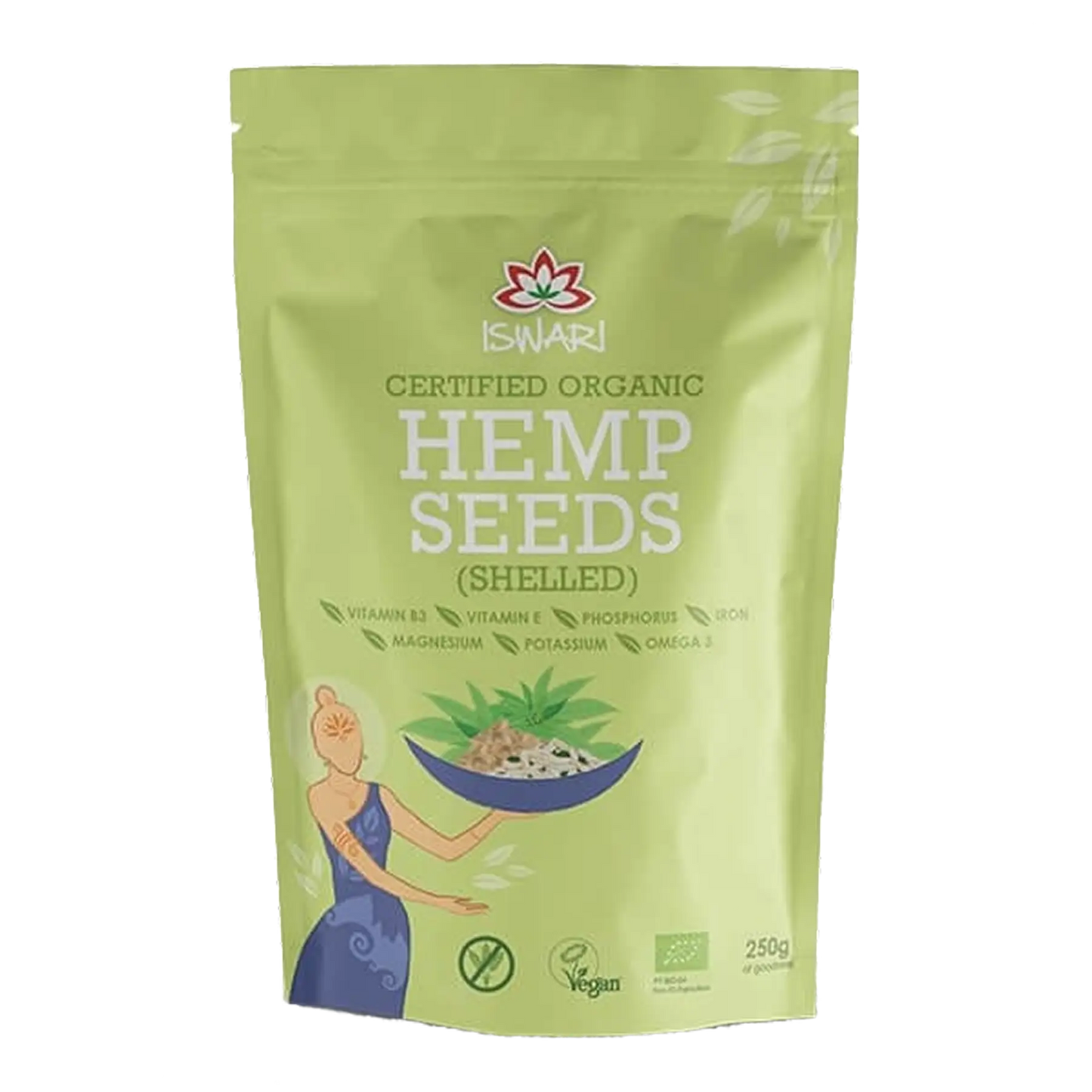 Sementes de cânhamo descascadas biológicas Iswari 250 g