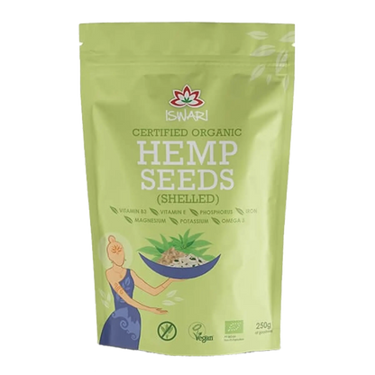 Sementes de cânhamo descascadas biológicas Iswari 250 g