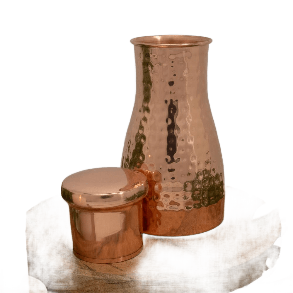 Hammered Copper Carafe with Lid - Só Verde