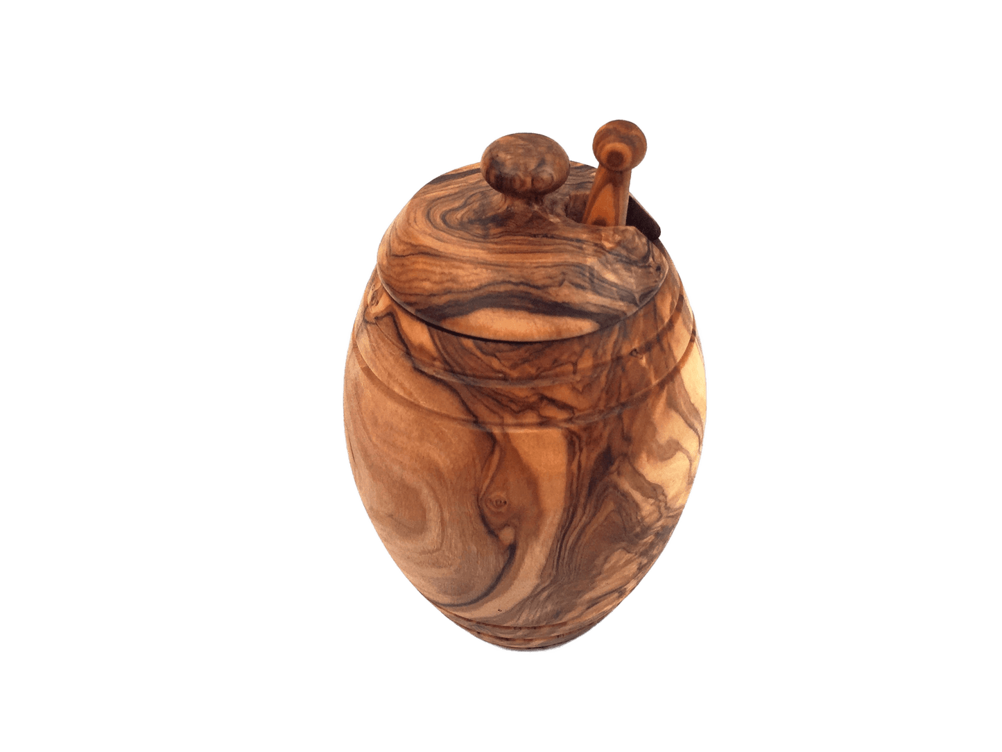 Handmade Olive Wood Honey Pot With Honey Spoon - Só Verde