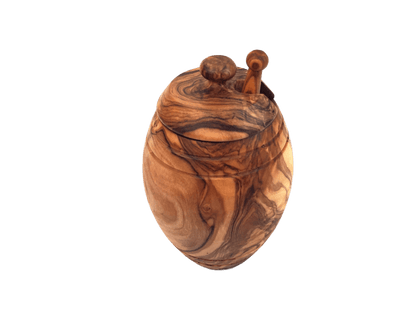 Handmade Olive Wood Honey Pot With Honey Spoon - Só Verde