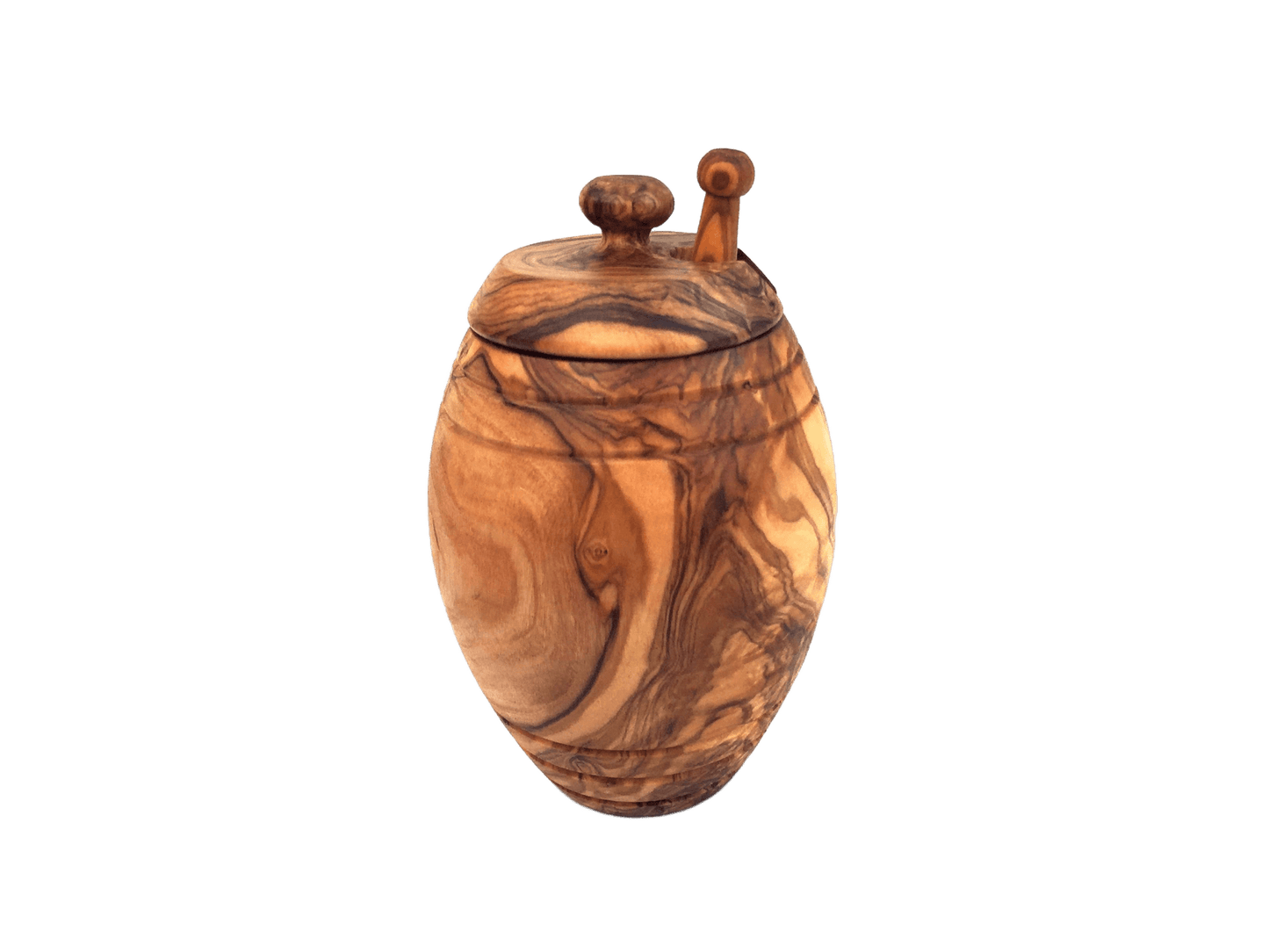 Handmade Olive Wood Honey Pot With Honey Spoon - Só Verde