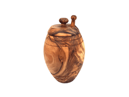 Handmade Olive Wood Honey Pot With Honey Spoon - Só Verde