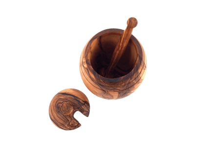 Handmade Olive Wood Honey Pot With Honey Spoon - Só Verde