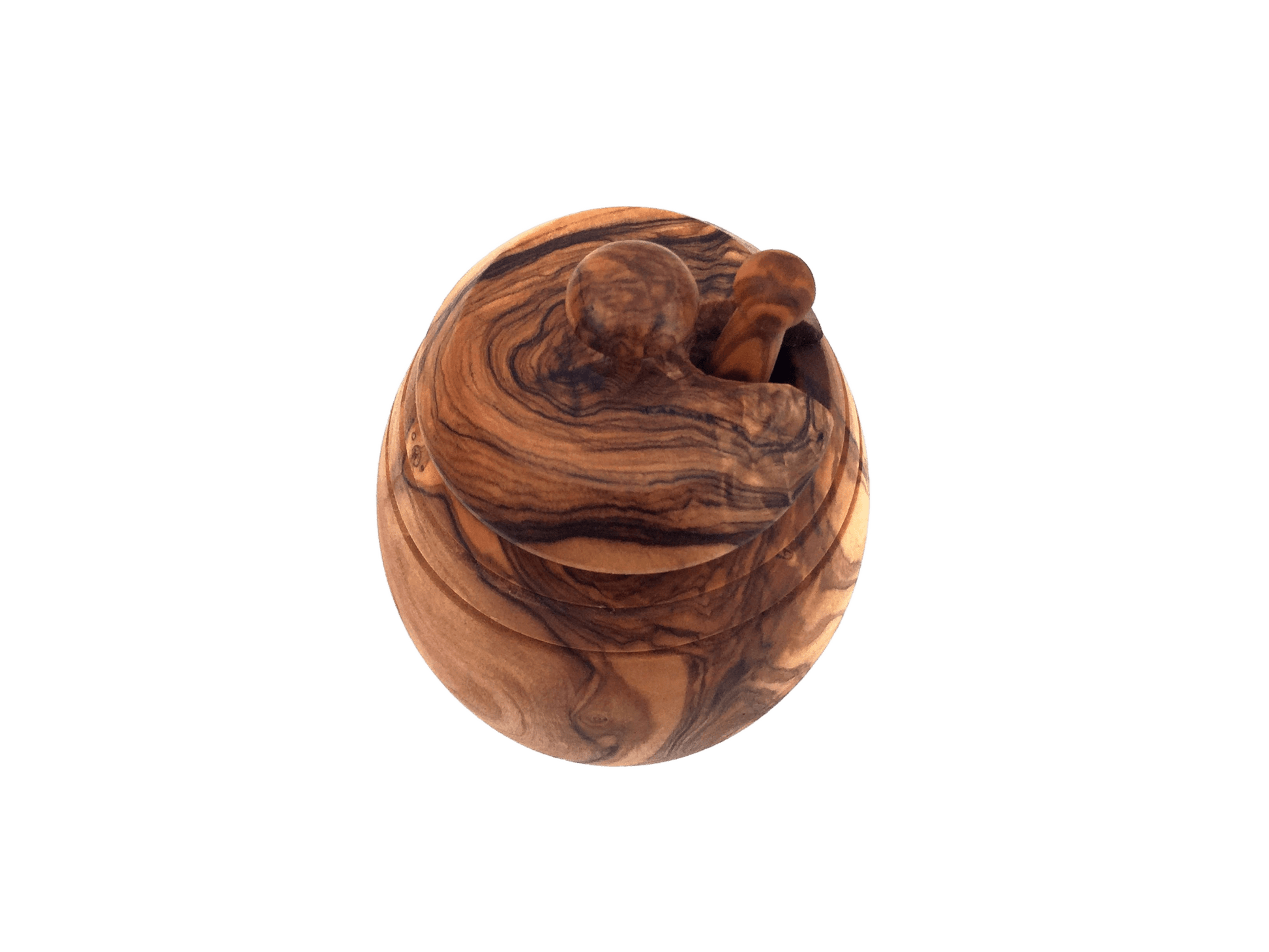 Handmade Olive Wood Honey Pot With Honey Spoon - Só Verde