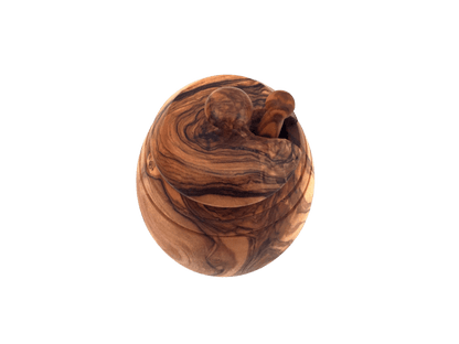 Handmade Olive Wood Honey Pot With Honey Spoon - Só Verde