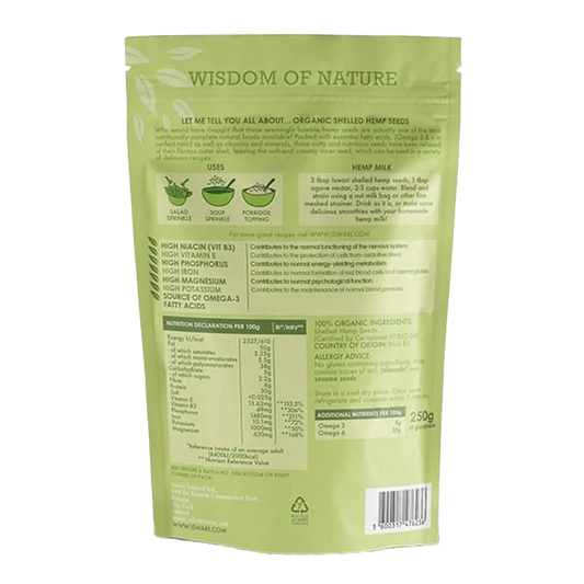 Sementes de cânhamo descascadas biológicas Iswari 250 g
