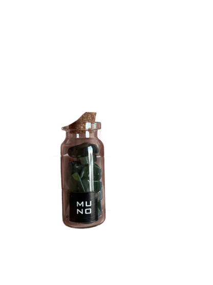 Mini Glass Bottle with Semi Precious Gemstones Gift Crystal - Só Verde