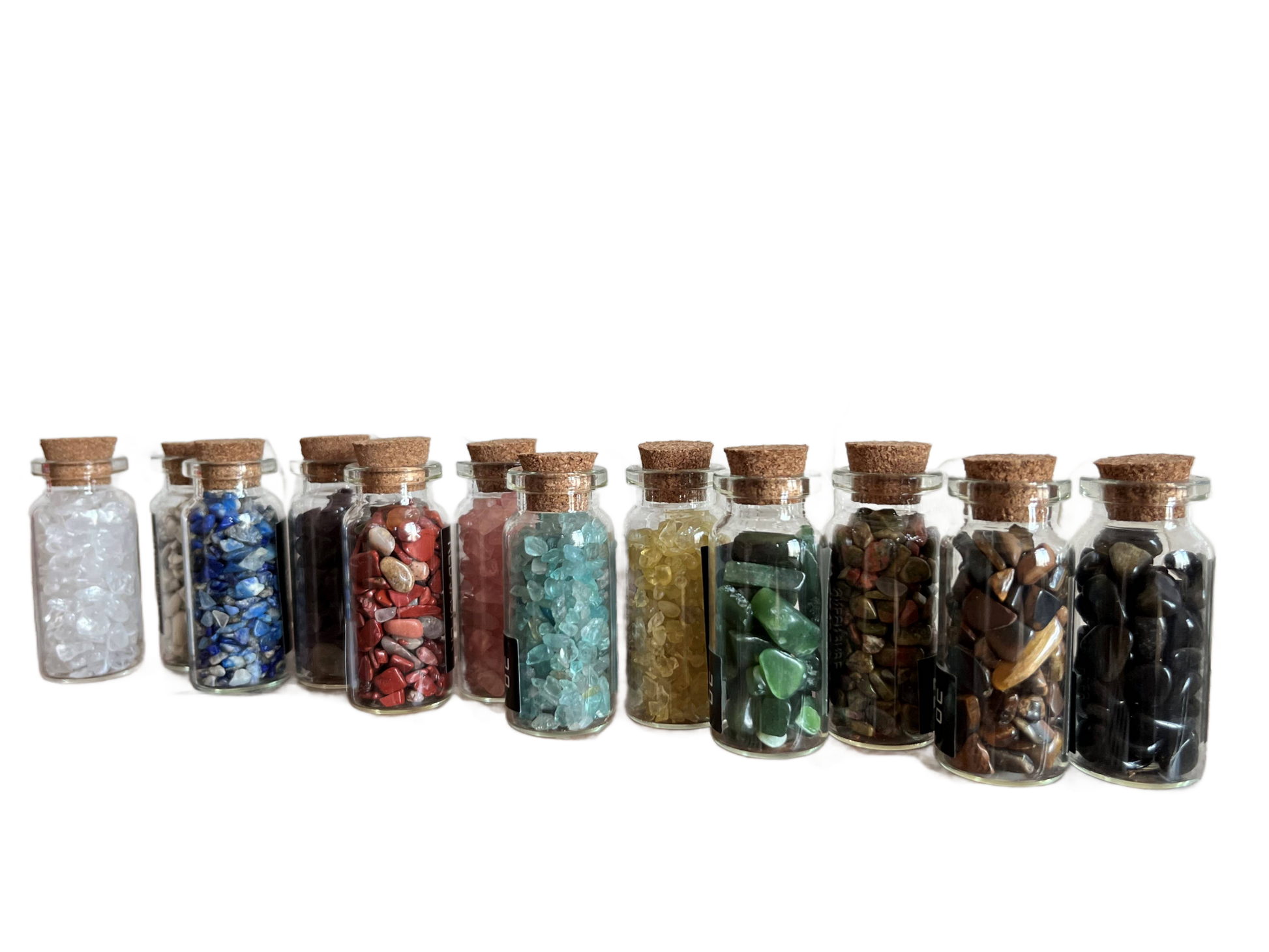 Mini Glass Bottle with Semi Precious Gemstones Gift Crystal - Só Verde