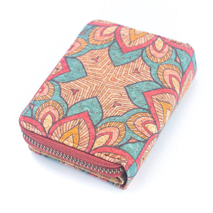 Natural Cork Printed Women's Short Card Wallet BAG-2238 - Só Verde
