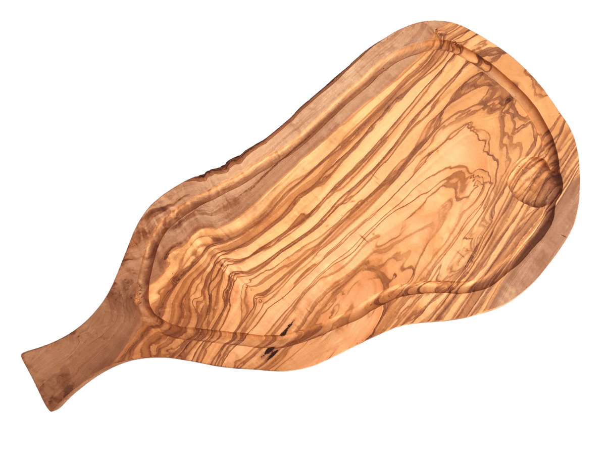 Olive wood chopping board with handle & groove - Só Verde