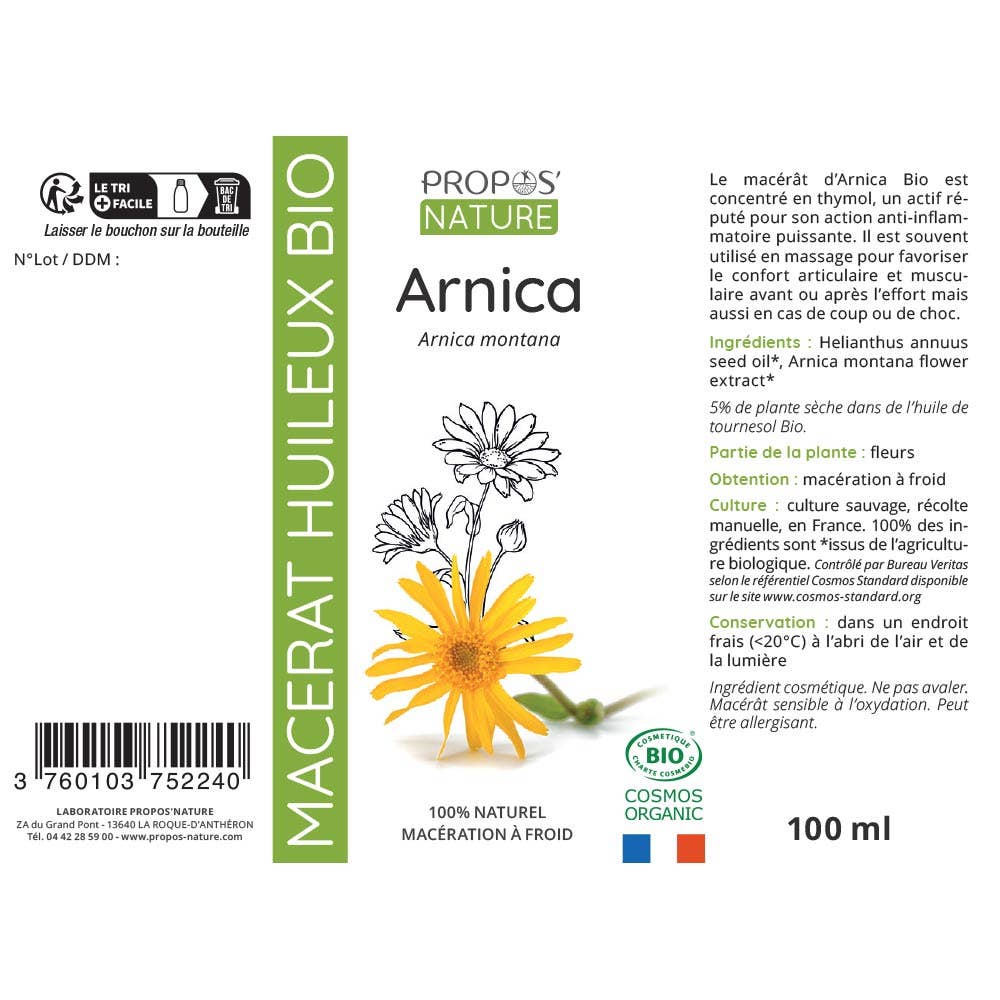 Organic Arnica Macerate 50ml, 100ml - Só Verde