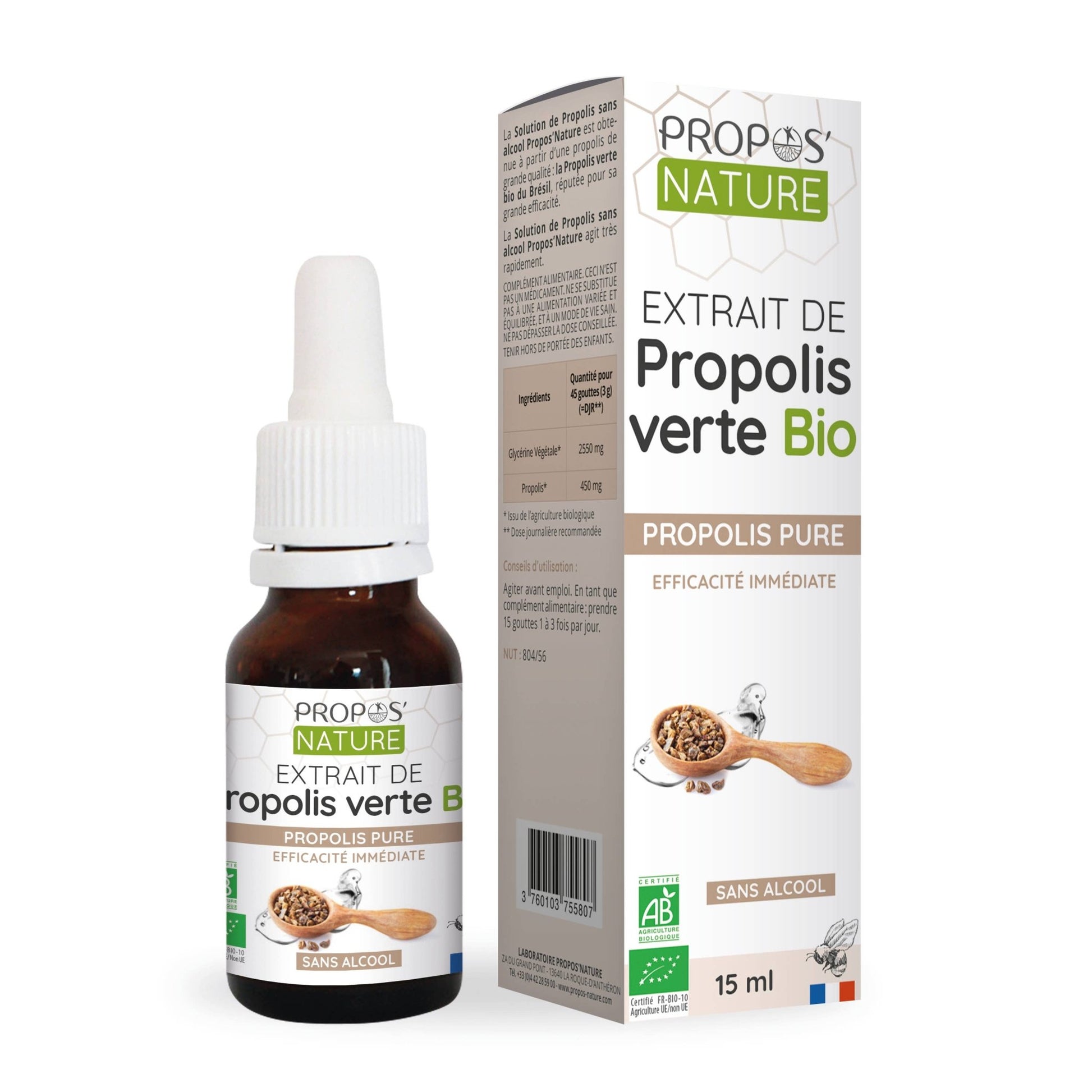 Organic Green Propolis Extract - Alcohol-Free - 15ml - Só Verde