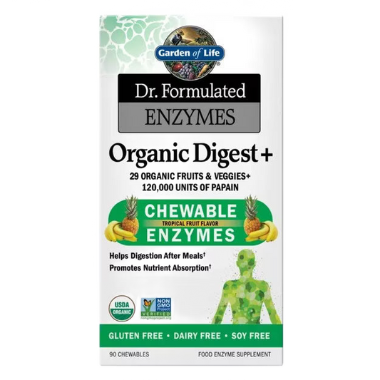 Dr. Formulated Enzymes Organic Digest+ Tropical Fruit Flavor 90 Chewables