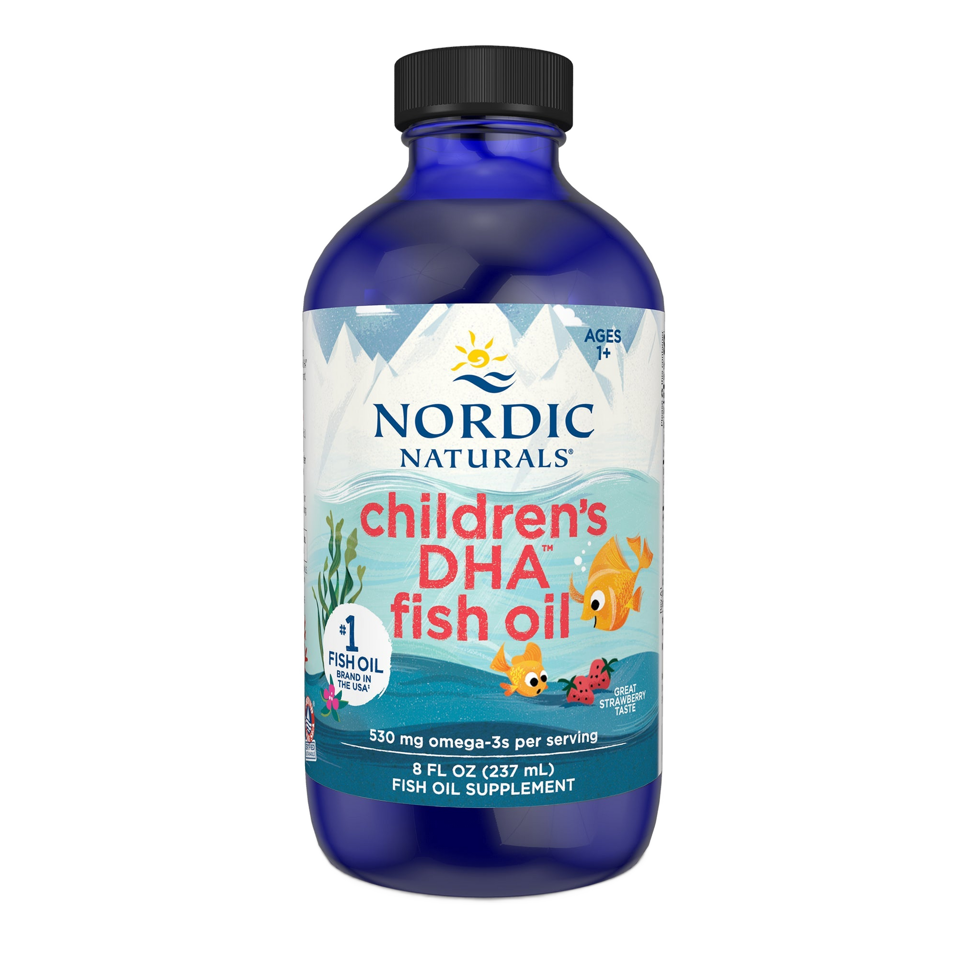 Children's DHA, 530mg Omega-3 Strawberry – 237 ml.