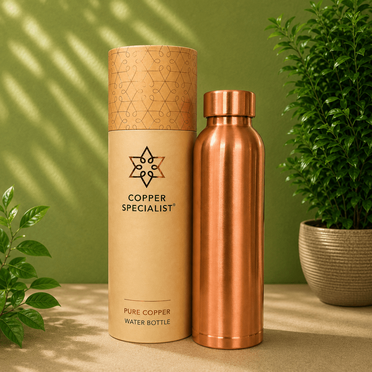 Pure copper Milton water bottle – matte brushed – 1 liter/330 - Só Verde