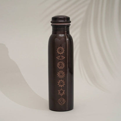 Pure Copper Water Bottle 7 Chakras Antique Finish - Só Verde