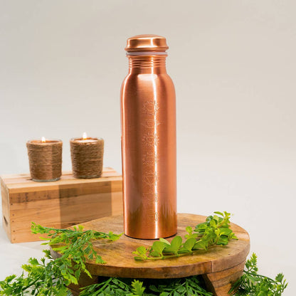 Pure Copper Water Bottle 7 Chakras Matte Finish - Só Verde