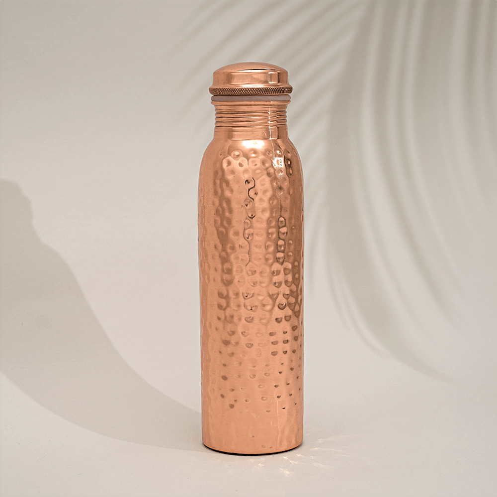 Pure Copper Water Bottle Hammered - Só Verde