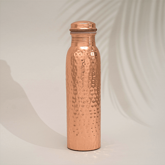 Pure Copper Water Bottle Hammered - Só Verde