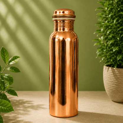 Pure copper water bottle – smoothly polished – 750 ml/300 g - Só Verde