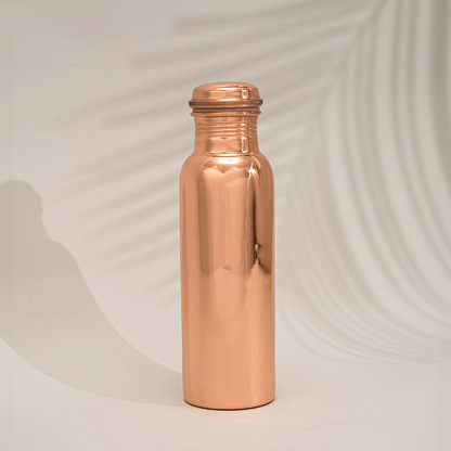 Pure copper water bottle, smoothly polished, approx. 750 ml (heavy - Só Verde