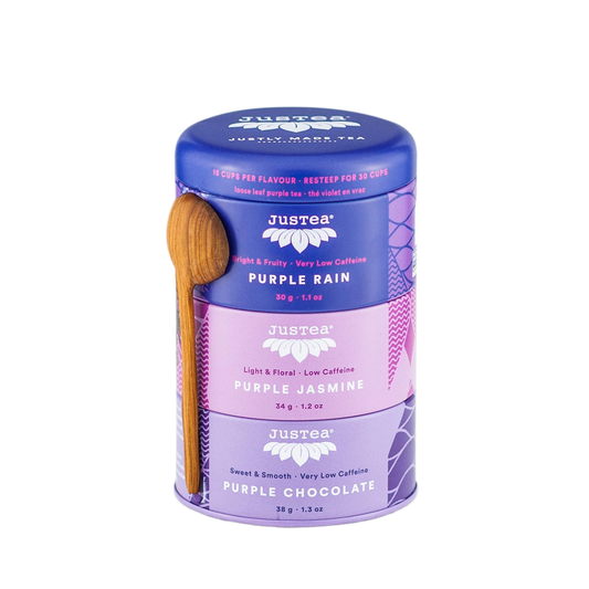 Purple Tea Trio Gift Tin with Spoon - Só Verde