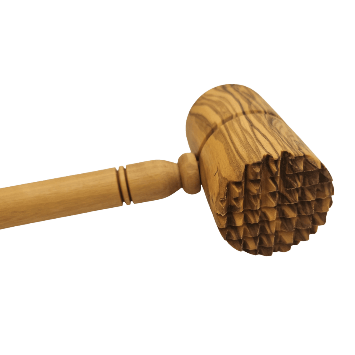 Round Meat Tenderizer Handmade Olive Wood Meat Hammer - Só Verde