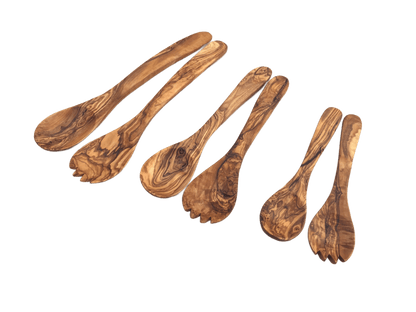 Set Of 2 Kiev Salad Servers Made Of Olive Wood - Só Verde